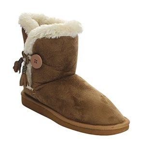 15K Girl's Button & Fringe Warm Winter Boots Tan